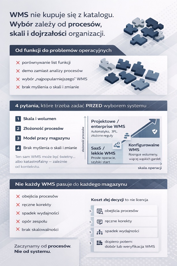 jaki system wms kupić, system wms, kupić, skala wolumenu operacji magazynowych , złożoność procesów, kluczowe pytania i ryzyka